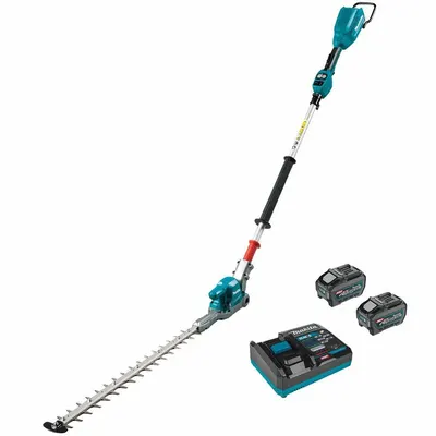 MAKITA Battery-Powered Extended-Reach Hedge Trimmer: XGT Platform, 24 in Cutting Wd - Battery-Powered Extended-Reach Hedge Trimmers
