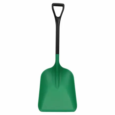VIKAN Industrial Shovel: Square Point, 1 Ribs, Plastic, #4 Blade Size, 13 13/16 in Blade Wd - All-Plastic Industrial Shovels