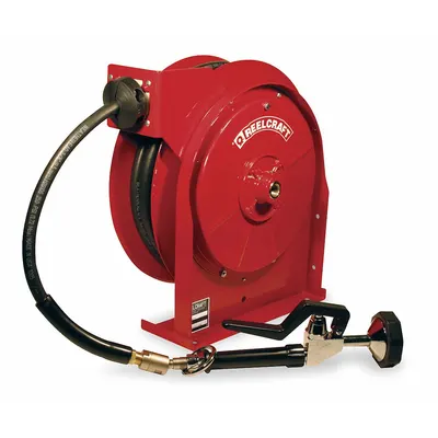 REELCRAFT Spring Return Hose Reel: 35 ft (3/8 in I.D.), 3/8 in MNPT x 3/8 in FNPT - Pre-Rinse Spring-Return Hose Reels