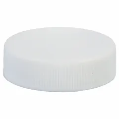 White opaque polypropylene screw cap with 38-400 mm thread size. Suitable for sealing glass or plastic containers with matching neck finish in laboratory and storage applications. Pack of 72 closures.
