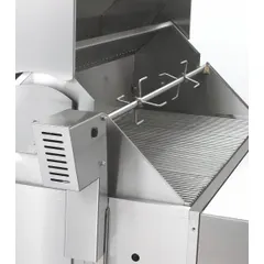 This CROWN VERITY rotisserie is constructed of stainless steel and has an overall width of 72 inches. It is designed for commercial cooking applications requiring a large-format rotisserie, suitable for cooking meat, poultry, or vegetables.