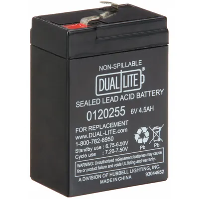 DUAL-LITE Battery: Sealed Lead Acid, 6 V DC Volt, 4.5 Ah Battery Capacity - Sealed Lead Acid Emergency & Exit Batteries