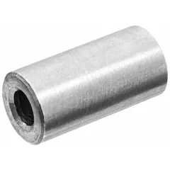 Round stainless steel spacer with plain finish and silver color. Designed for #12 screw size, 1 inch overall length. Used for spacing and alignment in industrial assemblies, providing separation between components in machinery, panels, and equipment.