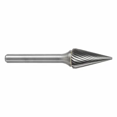 SGS PRO Carbide Bur: Pointed-End Cone, SM-4, Single Cut, 3/8" x 5/8" Head - Single-Cut Pointed-End Cone Burs