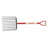 RAZOR-BACK Ensilage Fork: Steel Head, D-Grip Handle Type, Wood Handle, 30 in Handle Lg (MPN 76125GR)