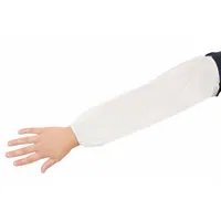 These white laminated nonwoven sleeves with a serged seam provide arm coverage for tasks involving non-hazardous dry particulates such as powders, dust, or debris. Each sleeve is 0.47 mm thick and 18 inches in overall length. Supplied in packs of 200