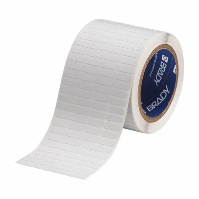 BRADY Pre-Cut Label Stock Roll: 1/4 in x 3/4 in, 1/4 in, Polyimide, White (Matte) - Brady Precut Label Rolls