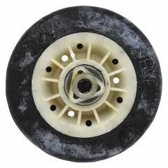 This dryer drum roller supports the drum's rotation during operation, reducing friction and wear. It is a replacement part for Electrolux washing machines and dryers.