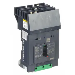 This 90 A, 3-pole molded case circuit breaker is part of the BDA series, rated 25kA at 277/408V AC and 525V AC. It features a fixed instantaneous trip, ABC phase connection, and I-Line ON End terminal connection. Suitable for overcurrent protection in industrial power distribution systems.