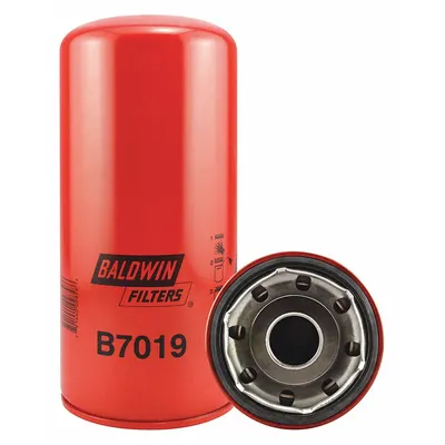 BALDWIN FILTERS Oil Filter: B7019, 1 3/8"-16 Thread Size, 9 15/16 in Overall Ht, Oil - Spin-On Oil Filters