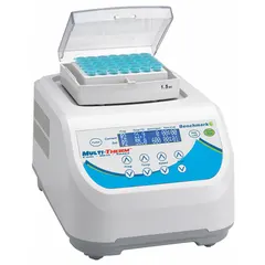 Vortex shaker with speed range 200 RPM to 1,500 RPM. Capacity for 6 x 50 mL tubes. Exchangeable blocks allow use with different tube sizes. Includes 50 mL tubes. Standard plug style.