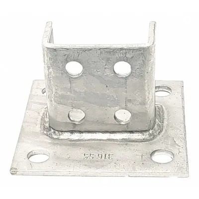VAST Strut Channel Fitting: 1 5/8 in x 3 1/4 in For Strut Channel Size, 8 Holes - Post Bases for Double Channels