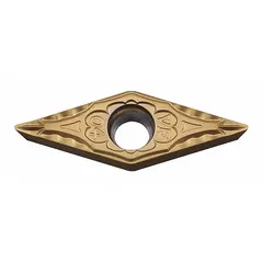 This diamond indexable turning insert is designed for precision machining of non-ferrous materials such as aluminum alloys and plastics. It is suitable for high-speed turning operations in applications requiring superior wear resistance and surface finish.