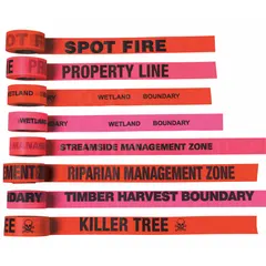 APPROVED VENDOR Wetland Boundary Flagging Tape, 1-1/2 in x 150 ft, Pink Vinyl, Black Legend, CUPGBK104-200