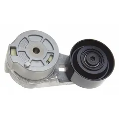 Light-duty belt tensioner with a single steel pulley, 3 in outside diameter. Maintains proper tension on serpentine or accessory drive belts in vehicle engine systems.