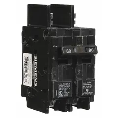 The SIEMENS BQ2B080 is a 2-pole, bolt-on miniature circuit breaker rated 80 A at 120/240V AC. It is part of the BQ Series and provides overcurrent protection for branch circuits in electrical distribution systems. Suitable for use in panelboards, this Std-type breaker is commonly applied in commercial and industrial installations.