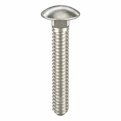 These #10-24 thread size, 1-1/4 inch long carriage bolts are made from 18-8 stainless steel with a plain finish. The square neck design prevents rotation during assembly, making them suitable for fastening metal to wood or metal to metal in industrial applications. Supplied in a 25-piece pack.