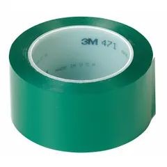 Solid green vinyl floor marking tape, 3 in wide by 108 ft long, with a 5.2 mil thickness. No printed legend. Used for marking aisles, hazards, and work areas in industrial facilities to support safety and organization.