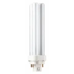 Compact fluorescent double twin-tube plug-in lamp with 4-pin G24q-2 base. Delivers 1200 lumens at 3500K color temperature. Dimmable. Suitable for commercial and industrial lighting fixtures such as troffers and downlights.