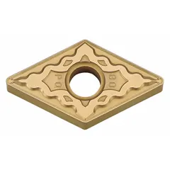 Diamond indexable turning insert for precision machining of non-ferrous materials, composites, and abrasive alloys. Suitable for turning, facing, and profiling operations in medium to finishing cuts.
