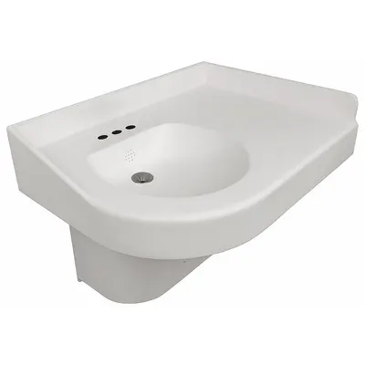 BESTCARE Corner Bathroom Sink: Polymer Resin, 14 1/2 in Bowl Lg, 4 in Bowl Dp - One-Bowl Institutional Bathroom Sinks