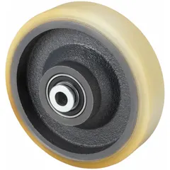 APPROVED VENDOR Polyurethane Tread on Iron Core Wheel, 6 in Diameter, 1 1/2 in Width, 1,600 lb Capacity, Tan