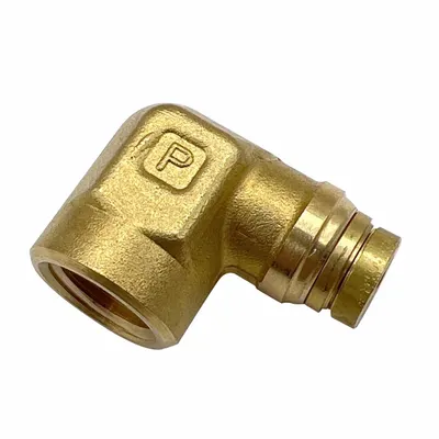 PARKER Push-Fit Elbow Fitting: 1/2 in OD x 3/8 in Pipe Fitting Size, Push-to-Connect x FNPT - Brass Air Brake Fittings