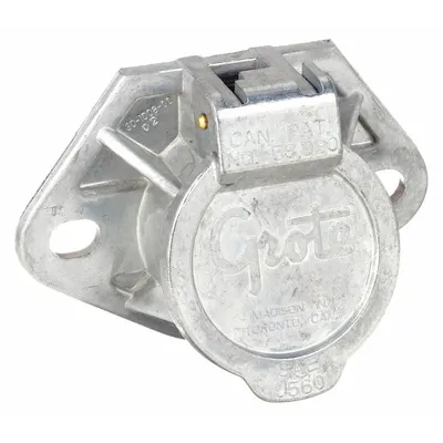 GROTE Trailer Receptacle: Solid Brass Pins, 3 15/16 in Dia, J2222/J560B (MPN 87270) - Fleet and Vehicle Maintenance
