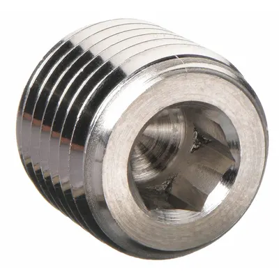 PARKER Plug: Hex Drive Cored Plug, 316 Stainless Steel, 1/8 in, NPT Threaded, 9,100 psi - Extreme Pressure Instrumentation Pipe Fittings