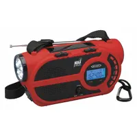 JENSEN Portable Weather Radio: AM/FM/NOAA, Red, 2 3/4 in Overall Dp, 4 1/32 in Overall Ht (MPN JEP-650)