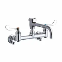 ELKAY Handle-Operated Faucet: Wall, Centerset, Brass, Chrome Plated, 4 gpm Flow Rate, Single Bend (MPN LK940VS07T4S)