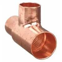 NIBCO Sweat Fitting Tee: 1 in CTS x 3/4 in CTS x 3/4 in CTS, Cup x Cup x Cup, Wrot Copper (MPN 611 1X3/4X3/4)