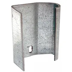 Galvanized steel vertical track for guiding and supporting 3 in rollers in sectional door systems. Used in material handling and dock loading equipment to ensure smooth vertical travel.