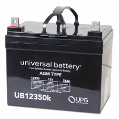 APPROVED VENDOR AGM Sealed Lead Acid Battery, 12V DC, 35 Ah, Deep Cycle, Tab Terminal with 0.340 in Bolt Hole, ABS Housing, D5722