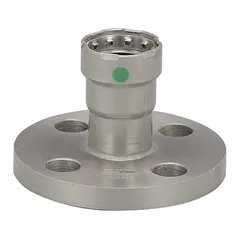 Steel press pipe flange with EPDM seal for use in plumbing and mechanical piping systems. Designed for press-fit installation with compatible tools. Suitable for potable water and HVAC applications.