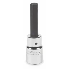 This hex bit socket features a 1/2 in drive and a 5/16 in hex tip with a fixed insert design. Overall length is 3 1/4 in. Used for driving hex fasteners in industrial assembly, maintenance, and repair applications.