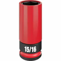 MILWAUKEE Lug Nut Wheel Socket: 1/2 in Drive Size, SAE, 15/16 in Socket Size, 6-Point, Deep, Socket (MPN 49-66-7813)
