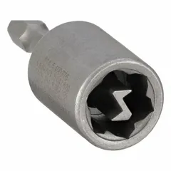 This steel screwdriver is designed for removing one-way screws, commonly used in security or tamper-resistant applications. The #14 tip size fits corresponding one-way screw heads. Suitable for industrial maintenance, electrical panel work, and equipment repair where standard screwdrivers cannot grip the screw head.