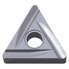 This triangle (T) indexable turning insert is made of PVD carbide. It is used for precision turning, facing, and profiling on CNC lathes in medium-duty machining operations.