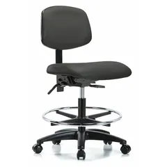 Vinyl Lab Chair, Armless, Gray, 22-29 in Height, 18 1/2 in Seat Width, 17 in Seat Depth