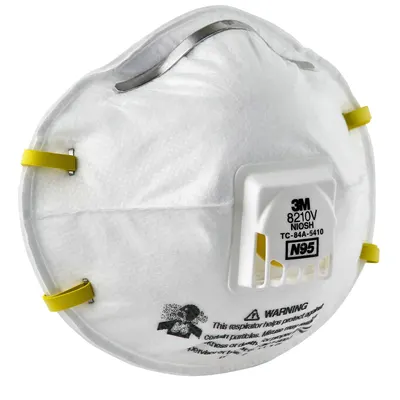 3M Disposable Respirator: Dual, Non-Adj, Metal Nose Clip, Std, White, Universal Mask Size - N95 Respirators with Exhalation Valve