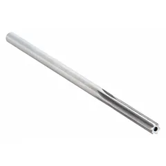 This chucking reamer features a straight-flute design and is made from high-speed steel. It is used for enlarging and finishing pre-drilled holes to precise diameters in metalworking. Suitable for general-purpose reaming in machining operations.