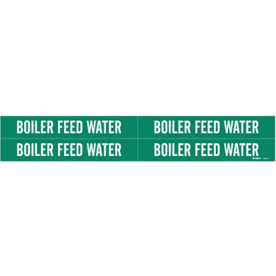 BRADY Pipe Marker: Boiler Feed Water, Green, White, Fits 3/4 to 2 3/8 in Pipe O.D. - Boiler Feed Water Adhesive Pipe Markers