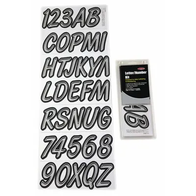 HARDLINE PRODUCTS Letter and Number Label Set: Gen Identification/USCG, 3 in Character Ht - Boat Registration Letters & Numbers
