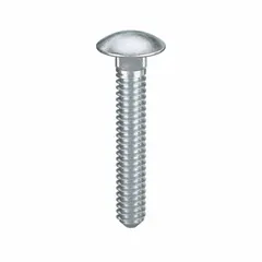 Square neck carriage bolt with #10-24 thread, 1-1/4 in length, made from Grade 2 steel with zinc-plated finish. The square neck prevents rotation during tightening, suitable for fastening metal to wood or metal to metal in light-duty industrial applications. Pack of 100.