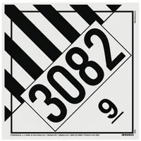 JJ KELLER DOT Container Placard: Miscellaneous UN 3082, 10 3/4 in x 10 3/4 in, 10 3/4 in Label Ht (MPN 3523)