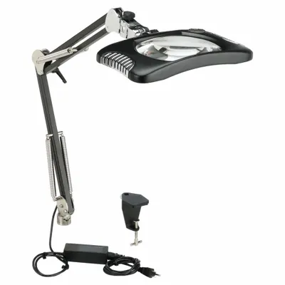 O.C. WHITE Rectangular Magnifier Light: LED, 2x, 4 Diopter, 1,500 lm Max Brightness - Desk-Clamp Magnifier Lights