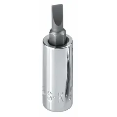 This slotted bit socket features a 9/32 in tip size, SAE, and is designed for driving slotted screws in assembly, maintenance, and repair tasks. The replaceable insert extends tool life. Suitable for precision fastening in industrial settings.