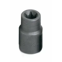 This 3/8" drive external Torx hand socket features an E10 socket size and a standard length. The chrome finish provides corrosion resistance. It is used for tightening or loosening external Torx fasteners in automotive, machinery, and industrial maintenance applications.
