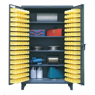STRONG HOLD Bin Cabinet: 48 in x 24 in 78 in, 4 Shelves, 0 Bins, Flush, 12 ga Panel - Customizable Bin Cabinets with Shelves